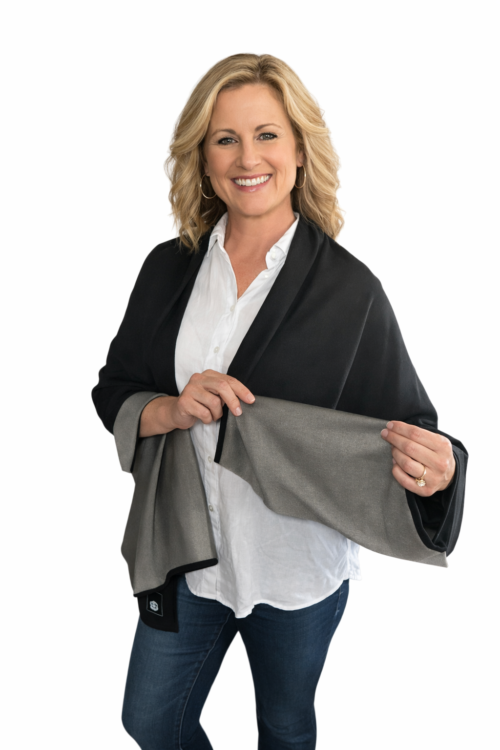 Shielding Faraday Silver Cotton Shawl | 5G | EMF Protection | Faraday Fabrics | EMF Scarf | EMF Thyroid Protection