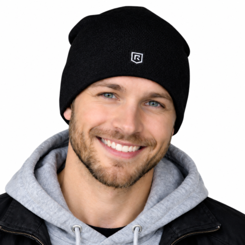Home 18 Redemption Shield silver shielding slouch beanie hat with logo for EMF protection