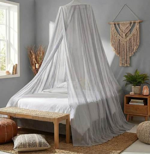 Silver Cotton Bed Canopies | EMF blocking | faraday fabrics. EMF Blocker | Faraday Fabric| Grounding and Earthing.