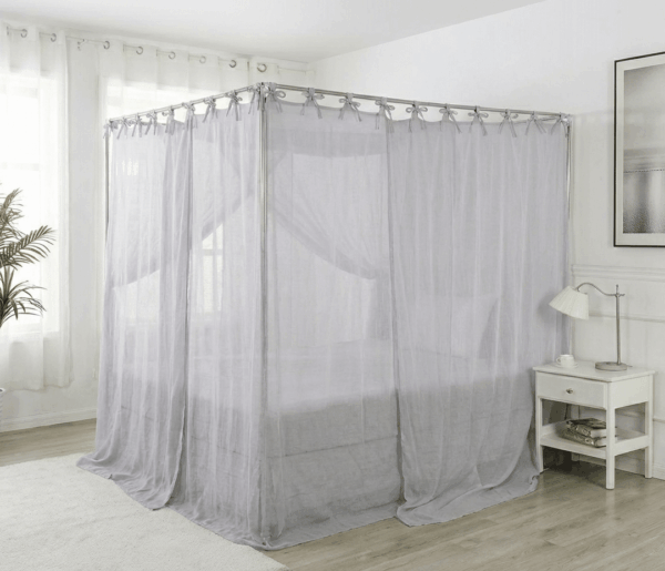 4-Door 100% Silver Spun Cotton Bed Canopy | EMF Protection | Shielding Bed Canopy | 5G Protection | Faraday Bed.