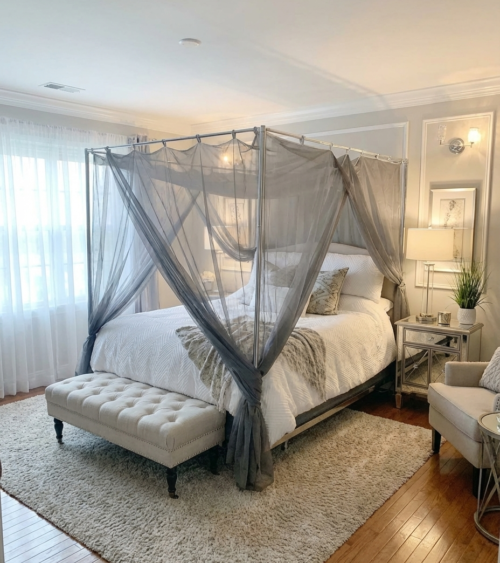 4-Door 100% Silver Spun Nylon Bed Canopy | EMF Protection | Shielding Bed Canopy | 5G Protection | Faraday Bed.