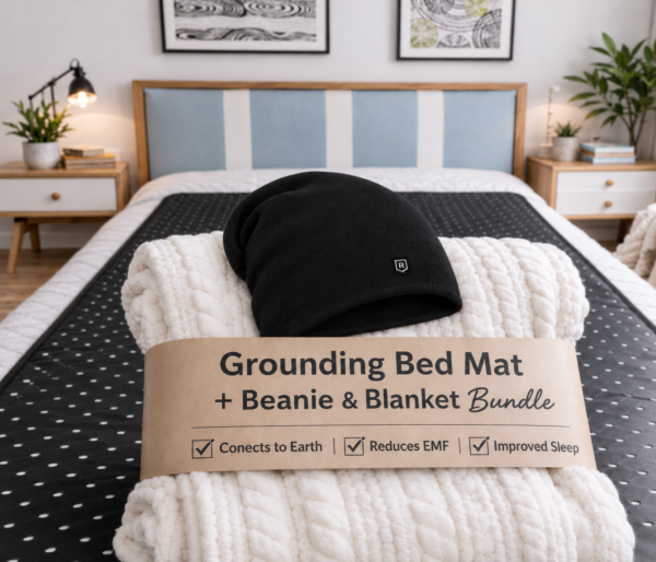 Bundle 5x7 White Shielding EMF Blanket, Protective Beanie and Double Grounding Bed Mat for Better Health Bundle 5x7 White Shielding EMF Blanket, Protective Beanie and Double Grounding Bed Mat for Better Health