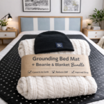 Bundle 5x7 White Shielding EMF Blanket, Protective Beanie and Double Grounding Bed Mat for Better Health