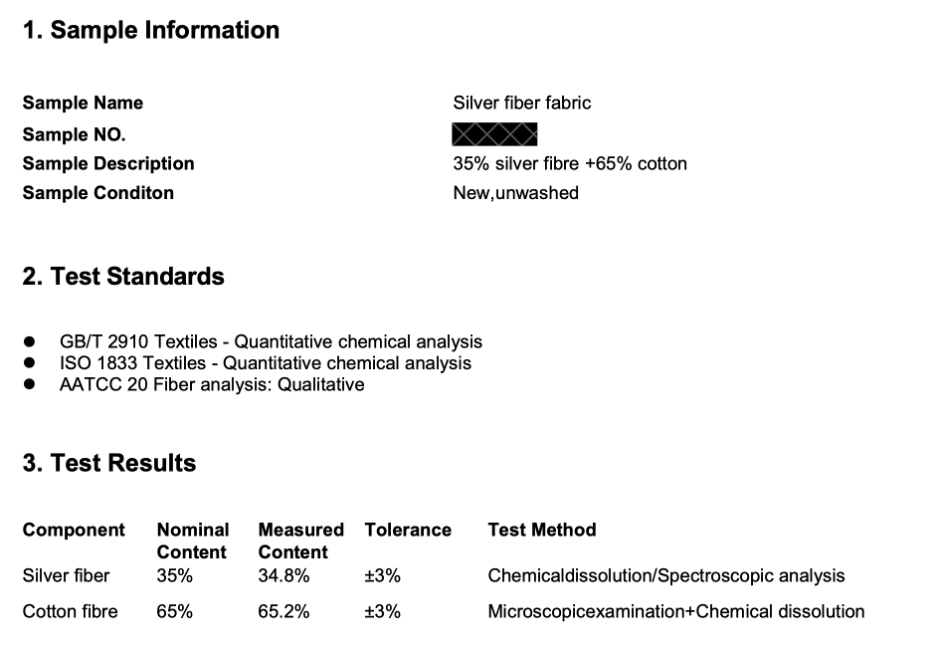 Shielding 35% Silver Cotton Cut Fabric EMF Protection 2 35% Cotton Silver Test Results