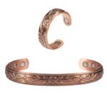 Antique Flowered Copper Bracelet or Ring Set with Gift Bag Handmade 99.999% Genuine Copper Jewelry Anti- Inflammation Electron Release