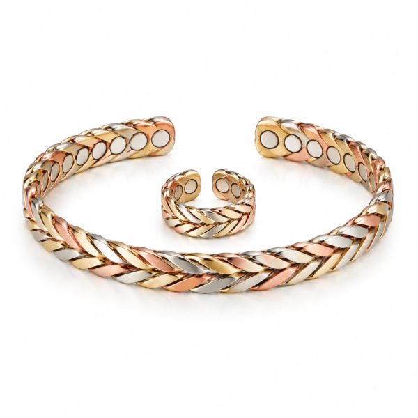 Braided Copper Bracelet or Ring Set with Gift Bag Handmade 99.95% Genuine Copper Jewelry Anti- Inflammation Electron Release
