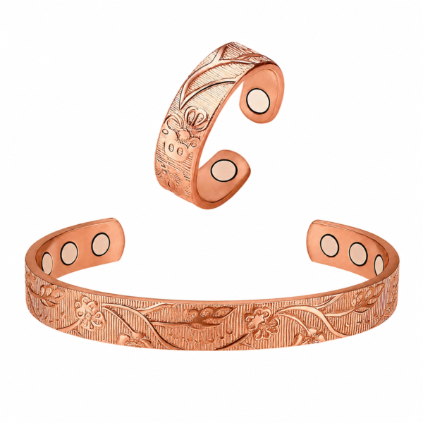 Flower Copper Bracelet or Ring Set with Gift Bag Handmade 99.999% Genuine Copper Jewelry Anti- Inflammation Electron Release Flower Copper Bracelet or Ring Set with Gift Bag Handmade 99.999% Genuine Copper Jewelry Anti- Inflammation Electron Release