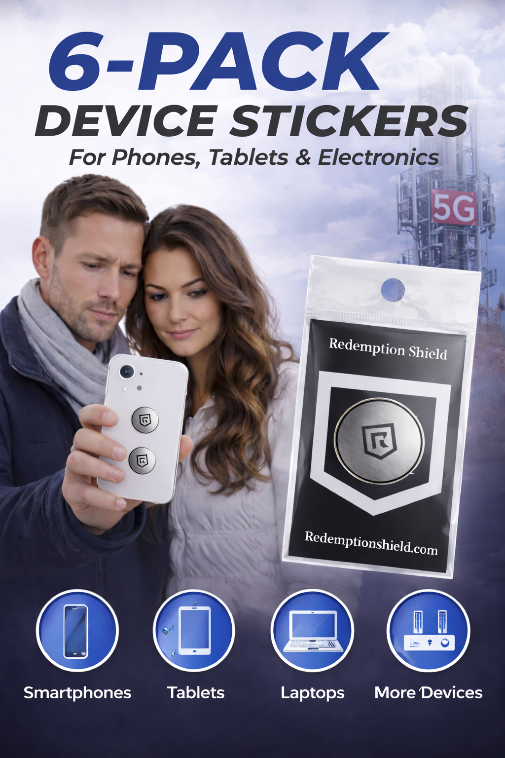 ALGORITHM SAFETY Advanced EMF & 5G Protection Silver Stickers For Phones & Devices (Matt Silver)