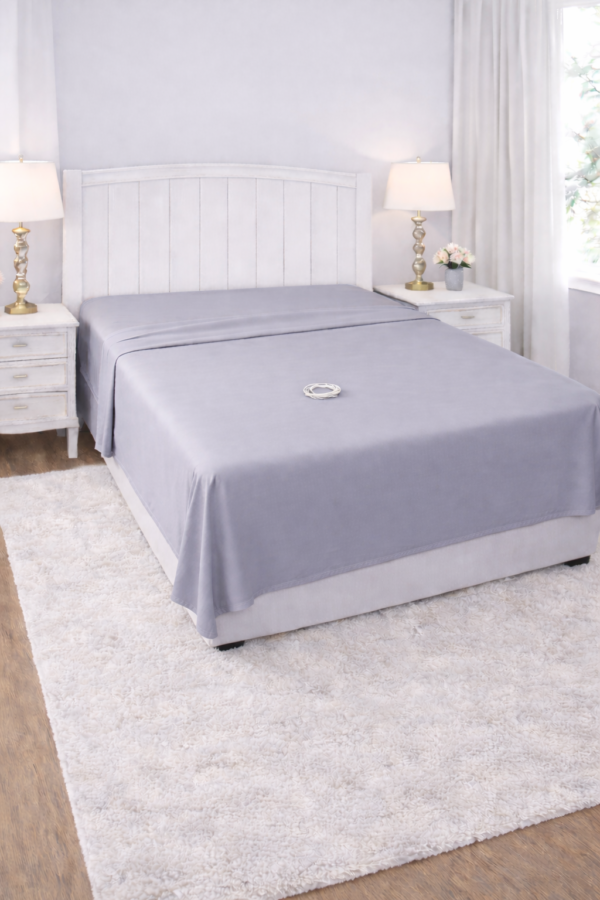 Redemption Shield Earthing Grounding Bed Sheet Flat Sheet Gray in Color, with Grounding Cord. Earthing Products. Redemption Shield Earthing Grounding Bed Sheet Flat Sheet Gray in Color, with Grounding Cord. Earthing Products.