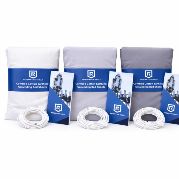 Redemption Shield Earthing Grounding Bed Sheet Fitted Sheet Gray in Color, with Grounding Cord. Earthing Products. Redemption Shield Earthing Grounding Bed Sheet Fitted Sheet Gray in Color, with Grounding Cord. Earthing Products.