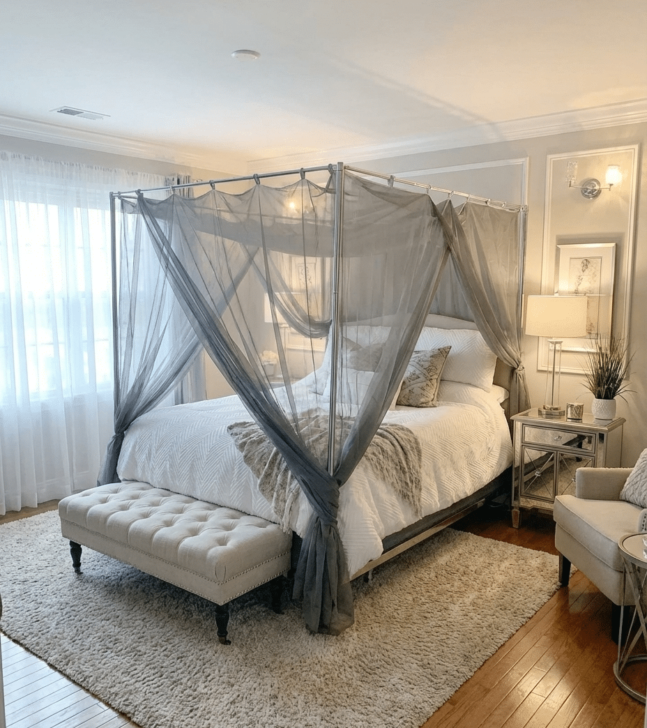 4-Door 100% Silver Spun Nylon Bed Canopy EMF Protection and Shielding for Better Health 4-Door 100% Silver Spun Nylon Bed Canopy EMF Protection and Shielding for Better Health