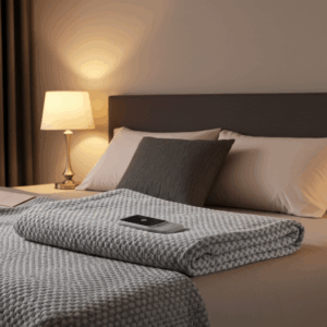 Shielding Gray Checkered Cotton EMF Blanket