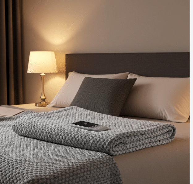 Shielding Gray Checkered Cotton EMF Blanket