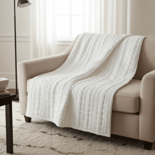 White cotton EMF protection shielding blanket with grounding capabilities by Redemption Shield