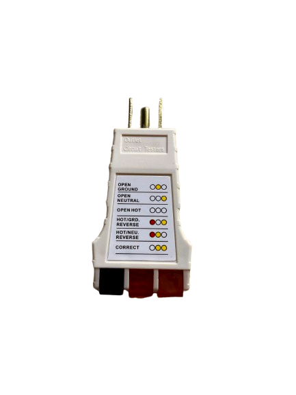 Socket Tester with GFCI Check. Receptacle Tester for Standard AC Outlets. Includes 7 Visual Indications and Wiring Legend. Socket Tester with GFCI Check. Receptacle Tester for Standard AC Outlets. Includes 7 Visual Indications and Wiring Legend.