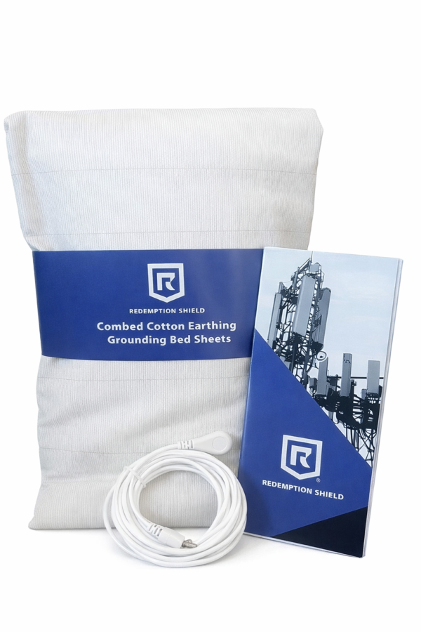 Redemption Shield Earthing Grounding Bed Sheet Fitted Sheet Beige in Color, with Grounding Cord. Earthing Products. Redemption Shield Earthing Grounding Bed Sheet Fitted Sheet Beige in Color, with Grounding Cord. Earthing Products.