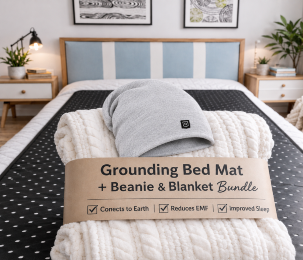 Redemption Shield EMF shielding blanket protective beanie and grounding bed mat bundle