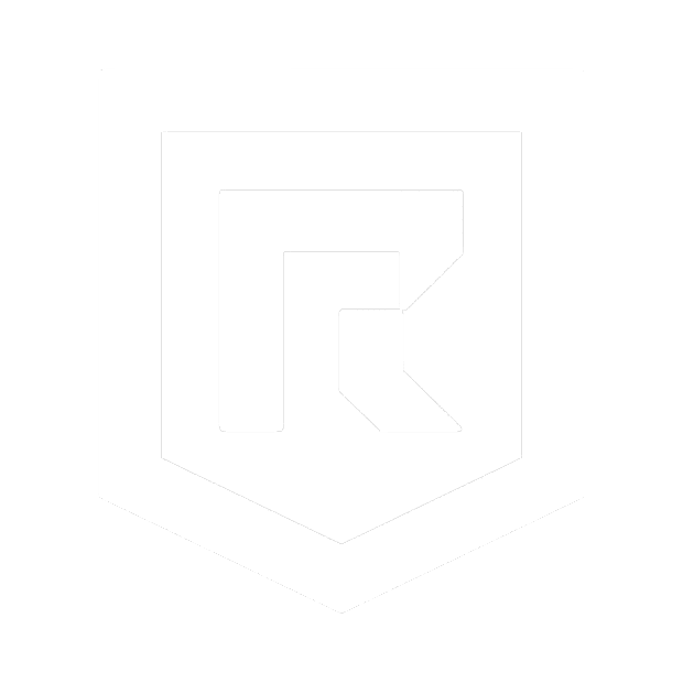 Home 33 White Redemption Shield R shield logo on a transparent background for EMF protection and grounding solutions