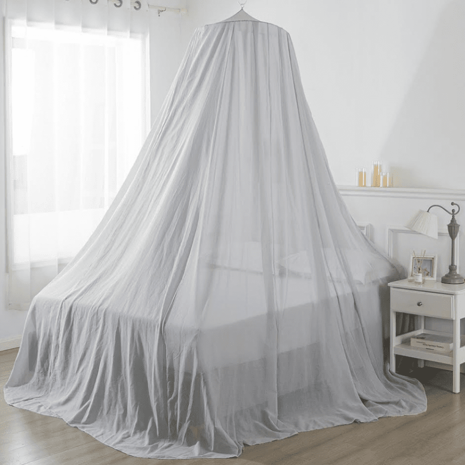 100% Silver Spun Cotton Bed Canopy & Grounding Mats. A Bed Canopy completely covering the bed to protect from EMF.